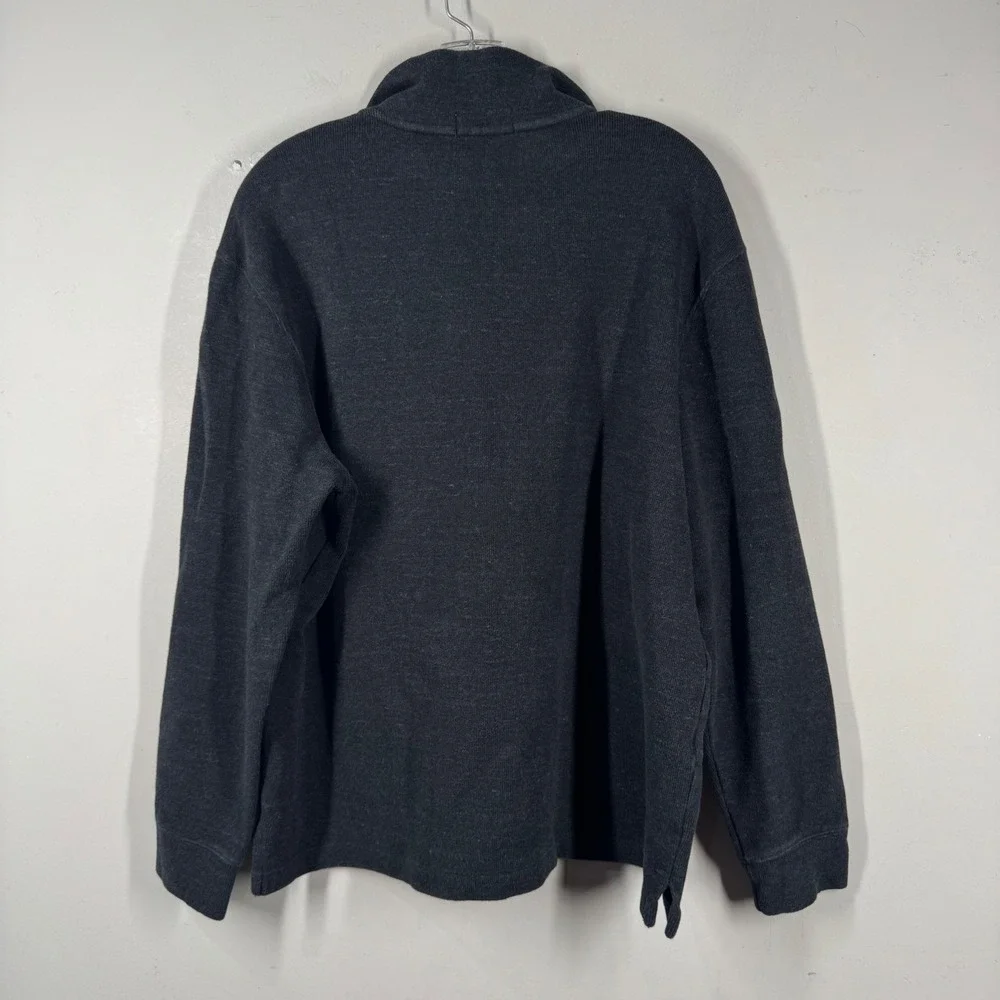 Polo Ralph Lauren Mens 1/4 Zip Pullover Charcoal Gray Black Cotton Sweater Sz L